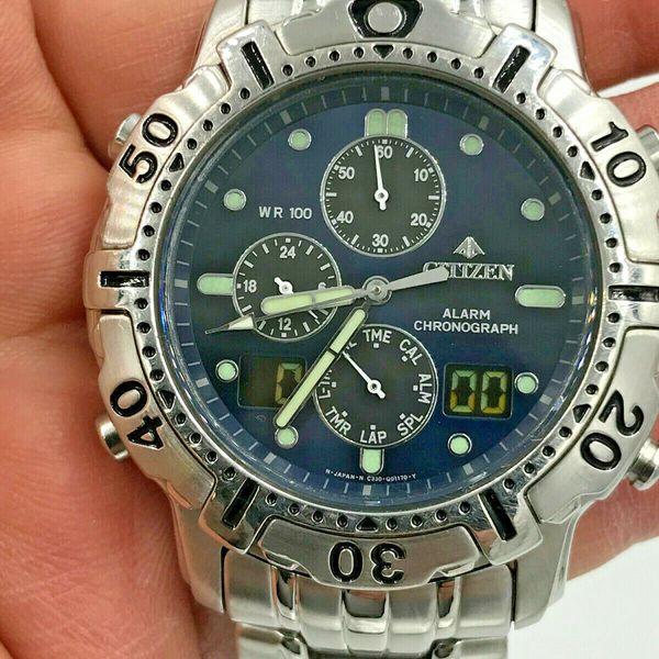 Citizen Watch Promaster Alarm Chronograph C330Q01067 1990’s Working
