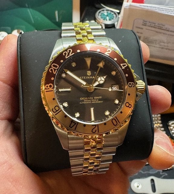 Steinhart Ocean 39 GMT Chocolate Brown Gold Stainless Two-Tone
