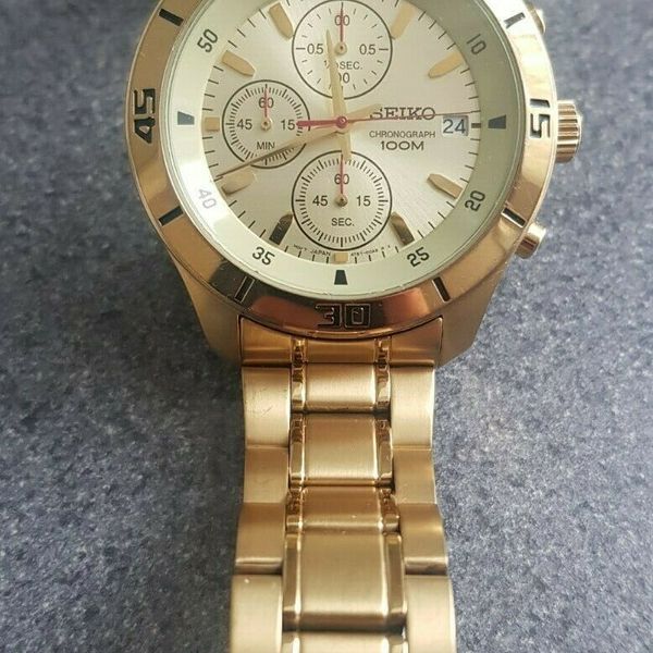 Mens's Seiko 4T5700A0 Chrono Gold Plated Watch 100m WatchCharts