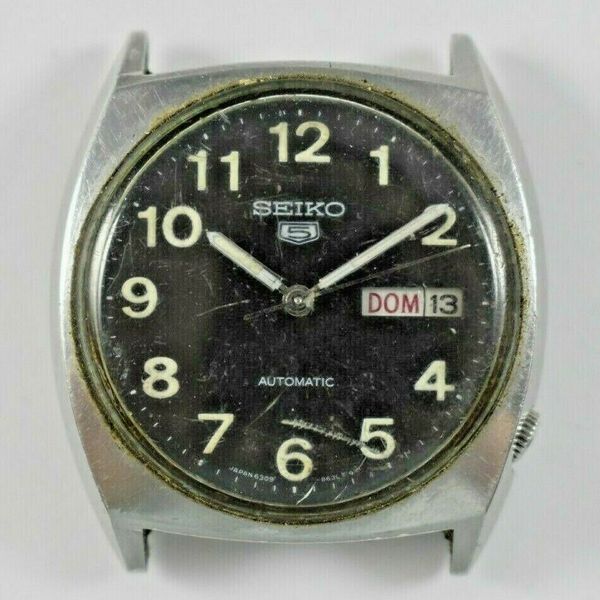 Vintage Seiko 5 Automatic Calendar Military Style 6309-8480 Watch Runs   | WatchCharts