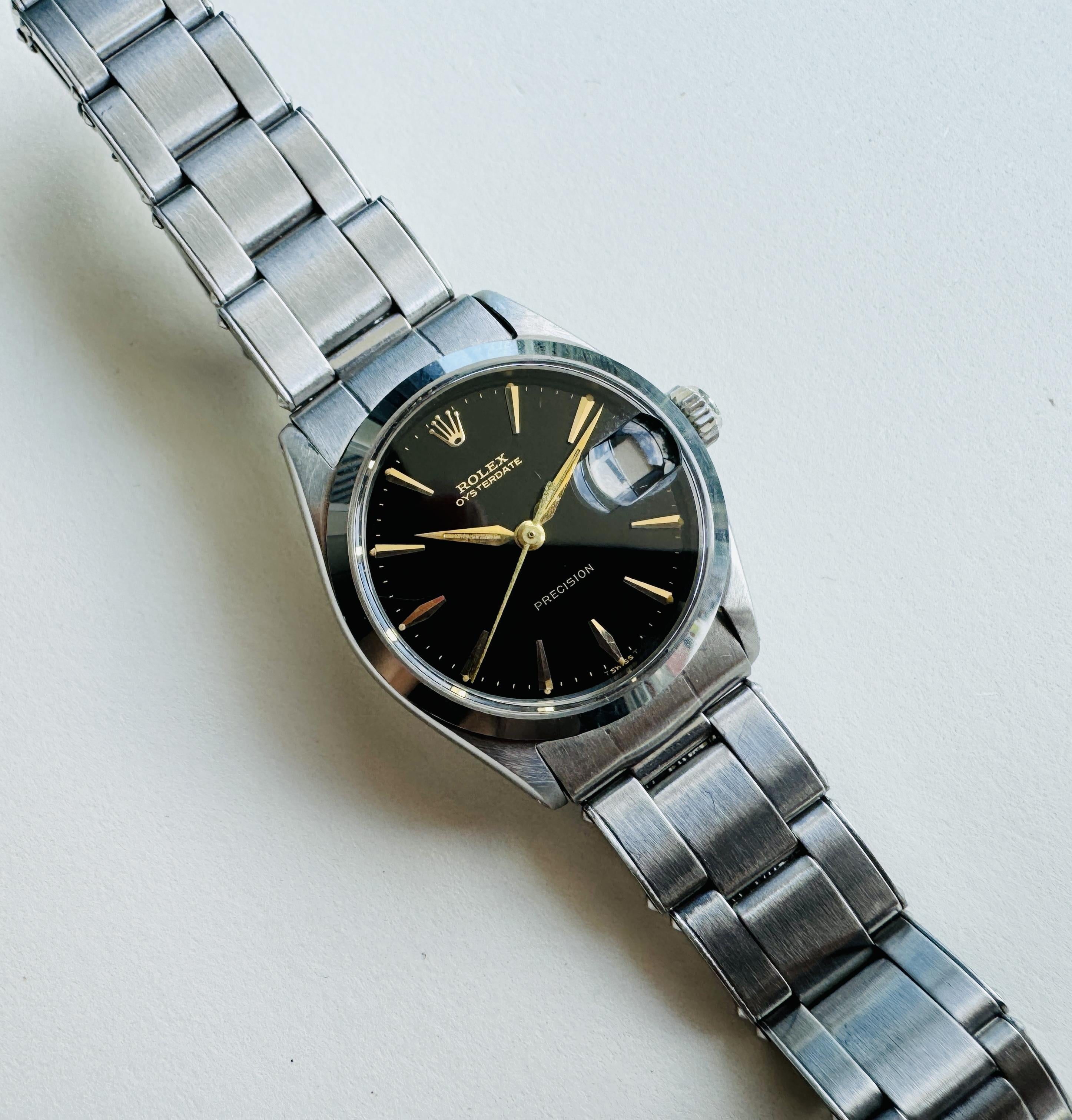 WTS 60 s Rolex Oysterdate Precision 6466 Black Dial Rare Excellent Condition Watch WatchCharts CA