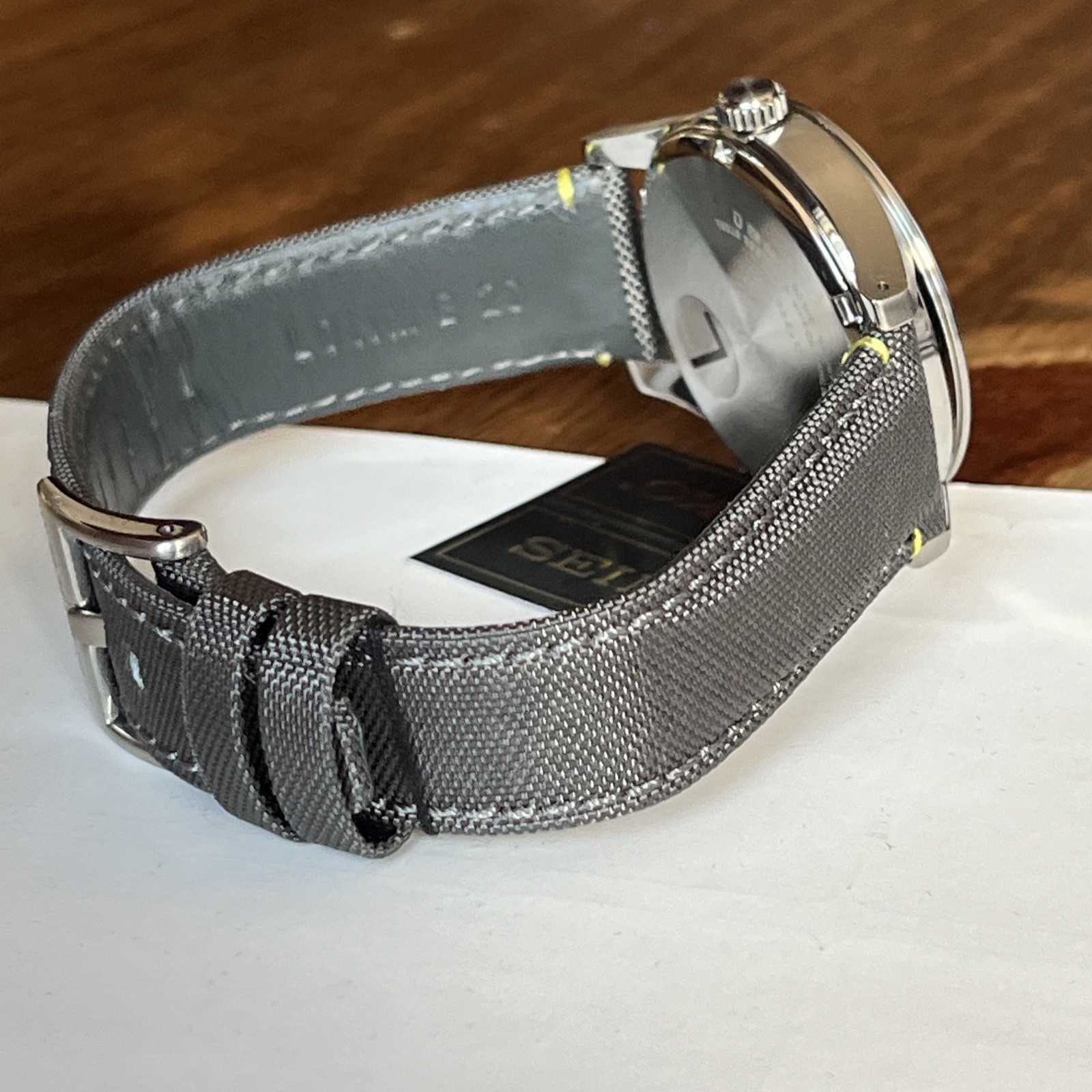 SEIKO 39.5mm ESSENTIALS Grey Nylon/Leather Men's Watch - SUR543