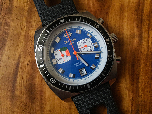 Zodiac ZO2213 Sea Dragon Black/Blue Chronograph | WatchCharts