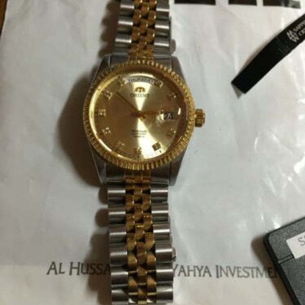 ORIENT "President" Classic Automatic Sapphire Watch Two Tone Gold