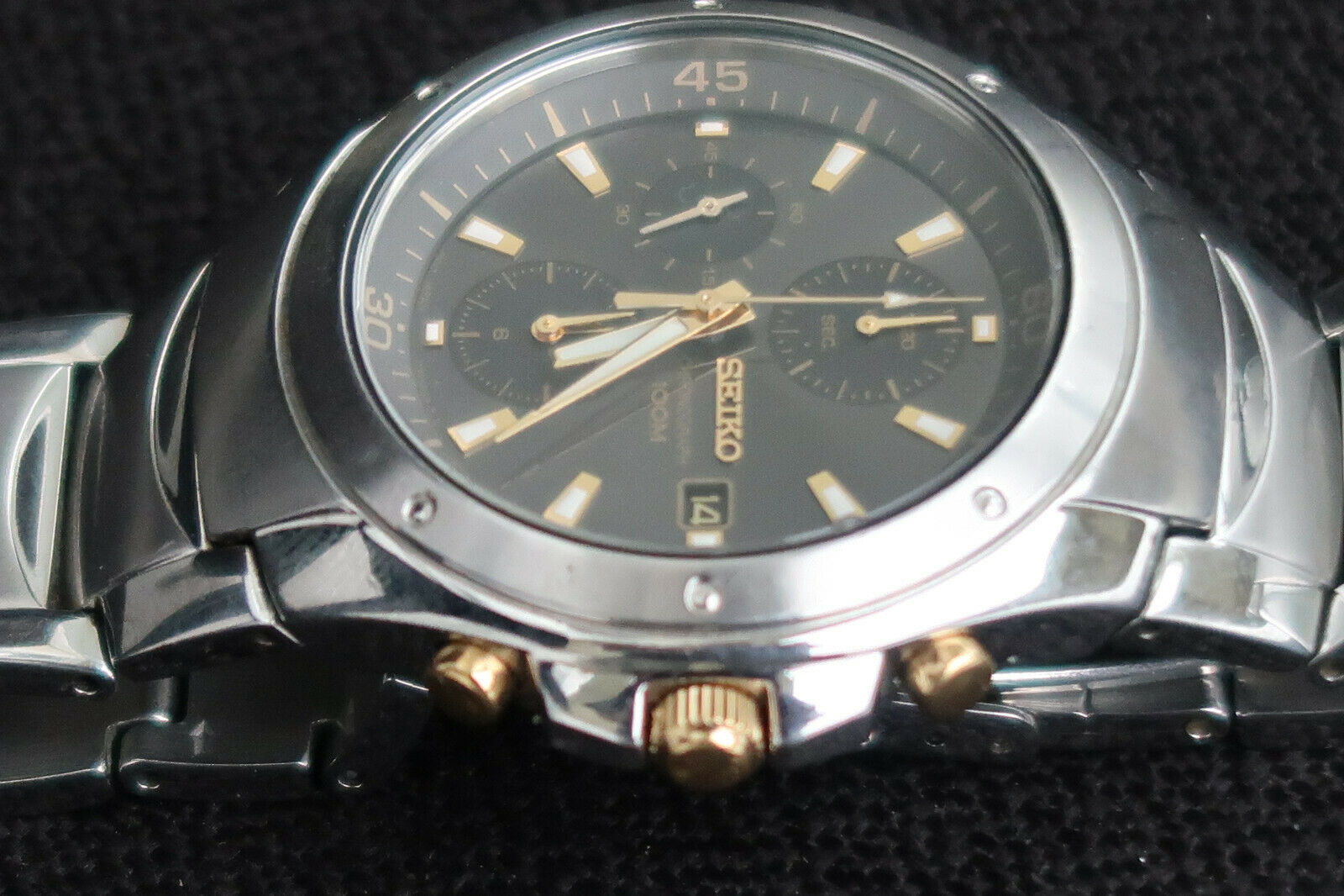 陸奥 SEIKO QUARTZ CHRONOGRAPH 7T92-0CA0 50M Mens Watch JAPAN