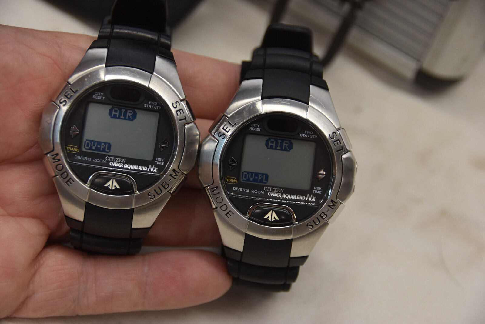 2 Citizen Cyber Aqualand Nx Divers Watches w/Manual,CD, Charger
