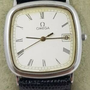 Omega Mens De Ville Quartz Date Roman Numerals Swiss Watch Cal