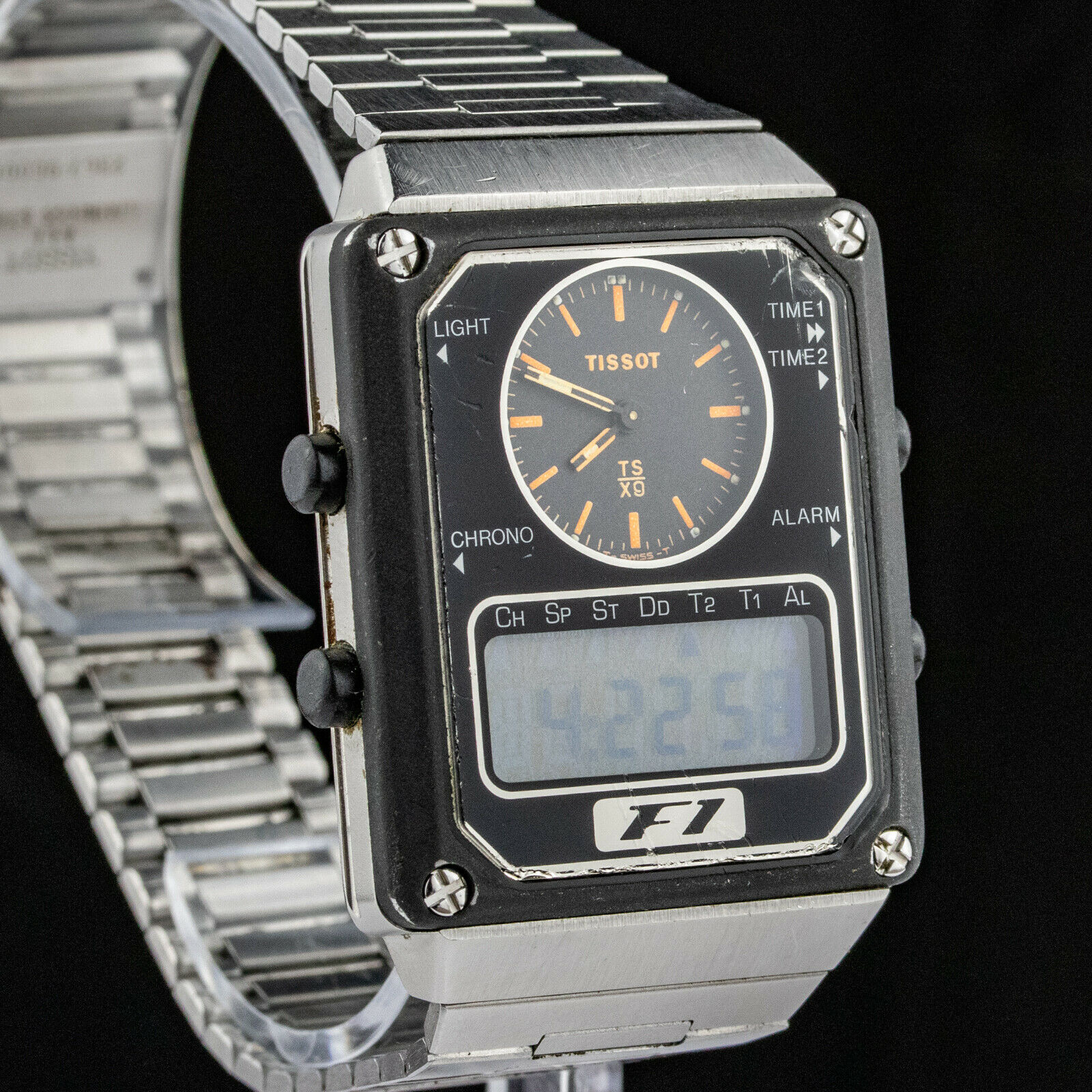 Vintage TISSOT TS X9 F1 Analog Digital 1980s Alarm