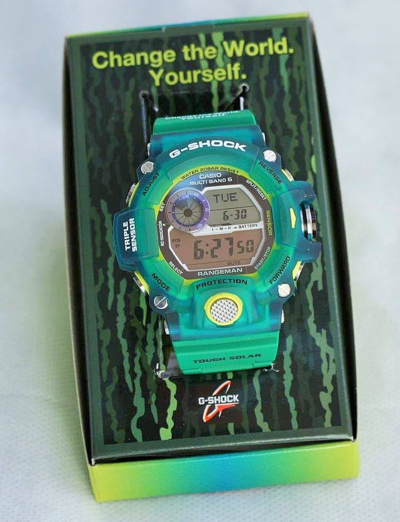 F/S: CASIO G-SHOCK GREEN GEL 'LOVE THE SEA & THE EARTH' RANGEMAN GW-9401KJ-3JR  | WatchCharts