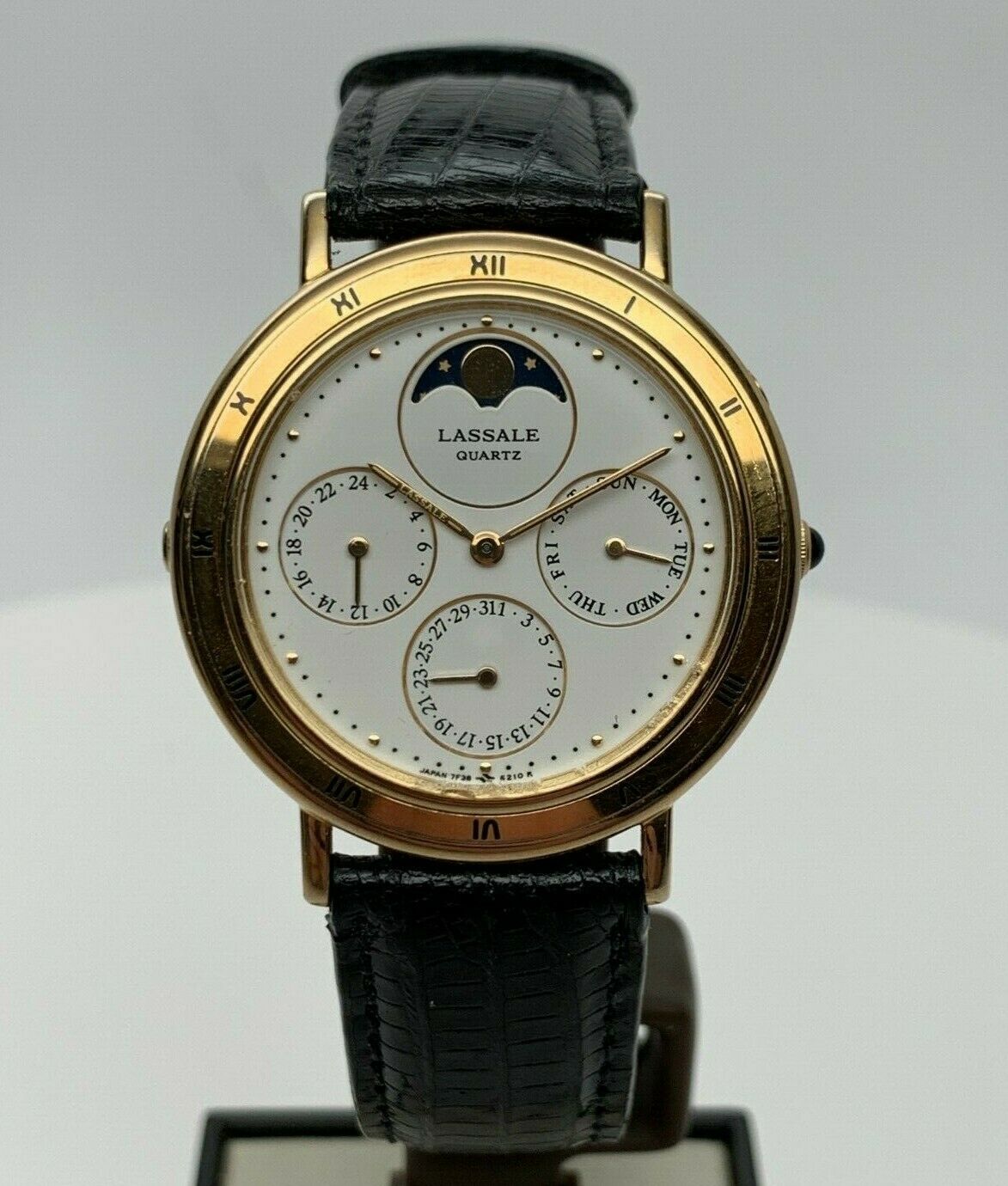 LASSALE by SEIKO 7F38-6239 Triple Date Moonphase Quartz Yellow