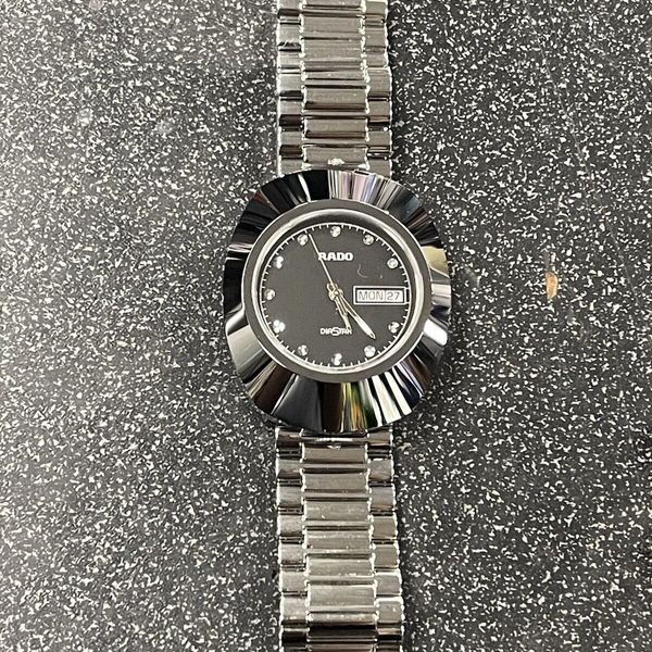 Rado DiaStar Original Day / Date Quartz Black Dial 35mm Case Steel ...
