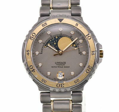 CASIO LINEAGE LIN-330W Beige Dial Titanium/GP Quartz Men's Watch W