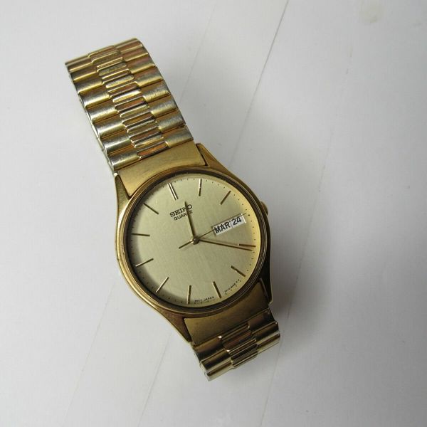 Vintage Seiko 7N438A89 R1 Gold Plated Case Day/Date Men