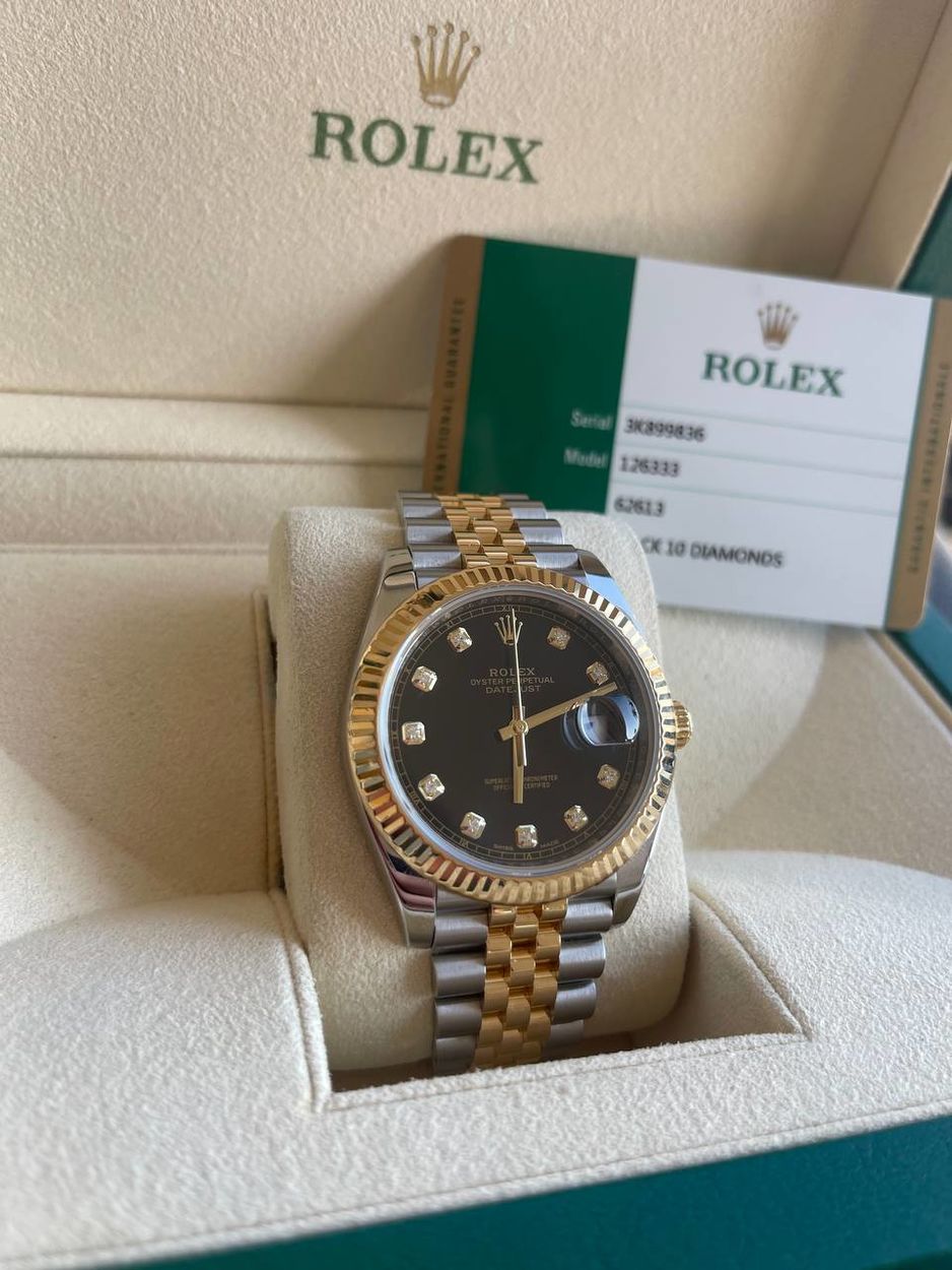 Rolex Datejust 41mm Steel and Yellow Gold 126333 Black Diamond Oyster