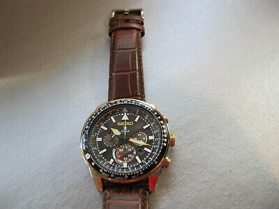 Seiko Prospex Black Dial Leather Strap Men s Watch SSC632