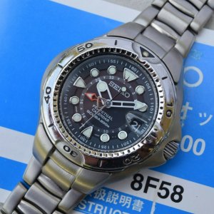 Serviced Seiko Pipin 8F58-0020 Titanium HAQ Perpetual GMT