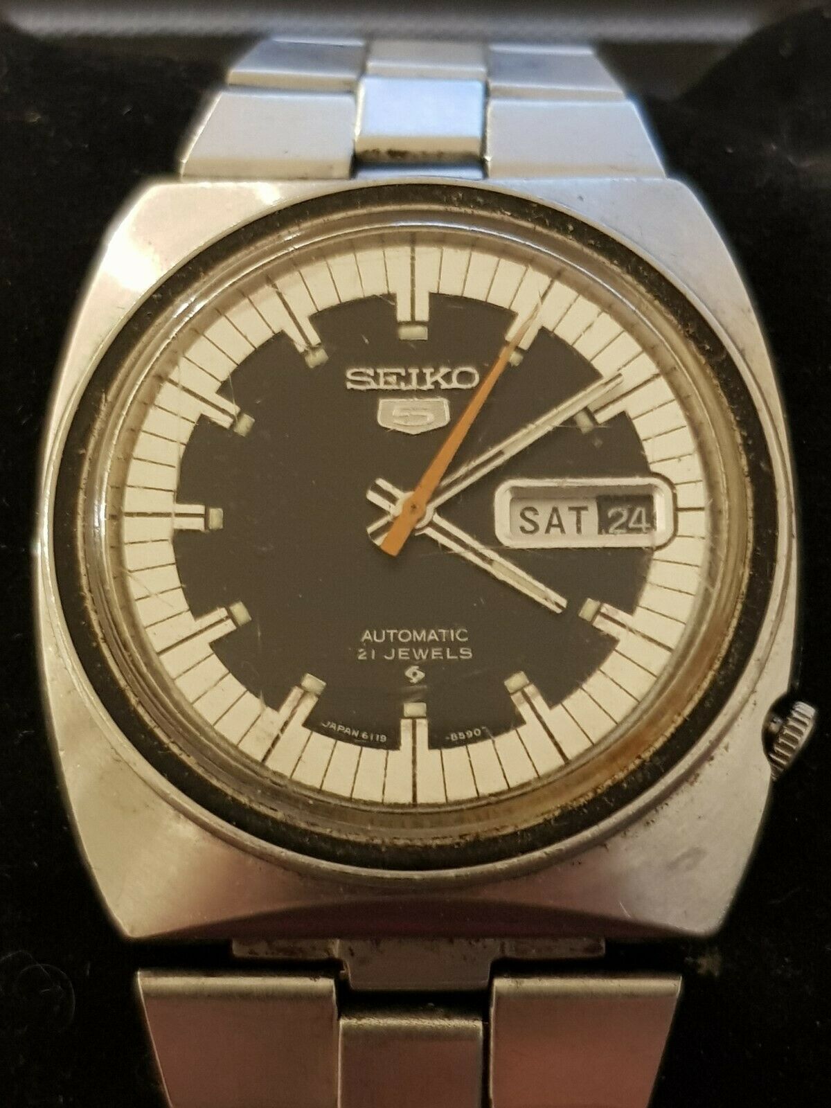 SEIKO 5 REF.6119-8490 VINTAGE RARE BIG SIZE AUTOMATIC WATCH 21J