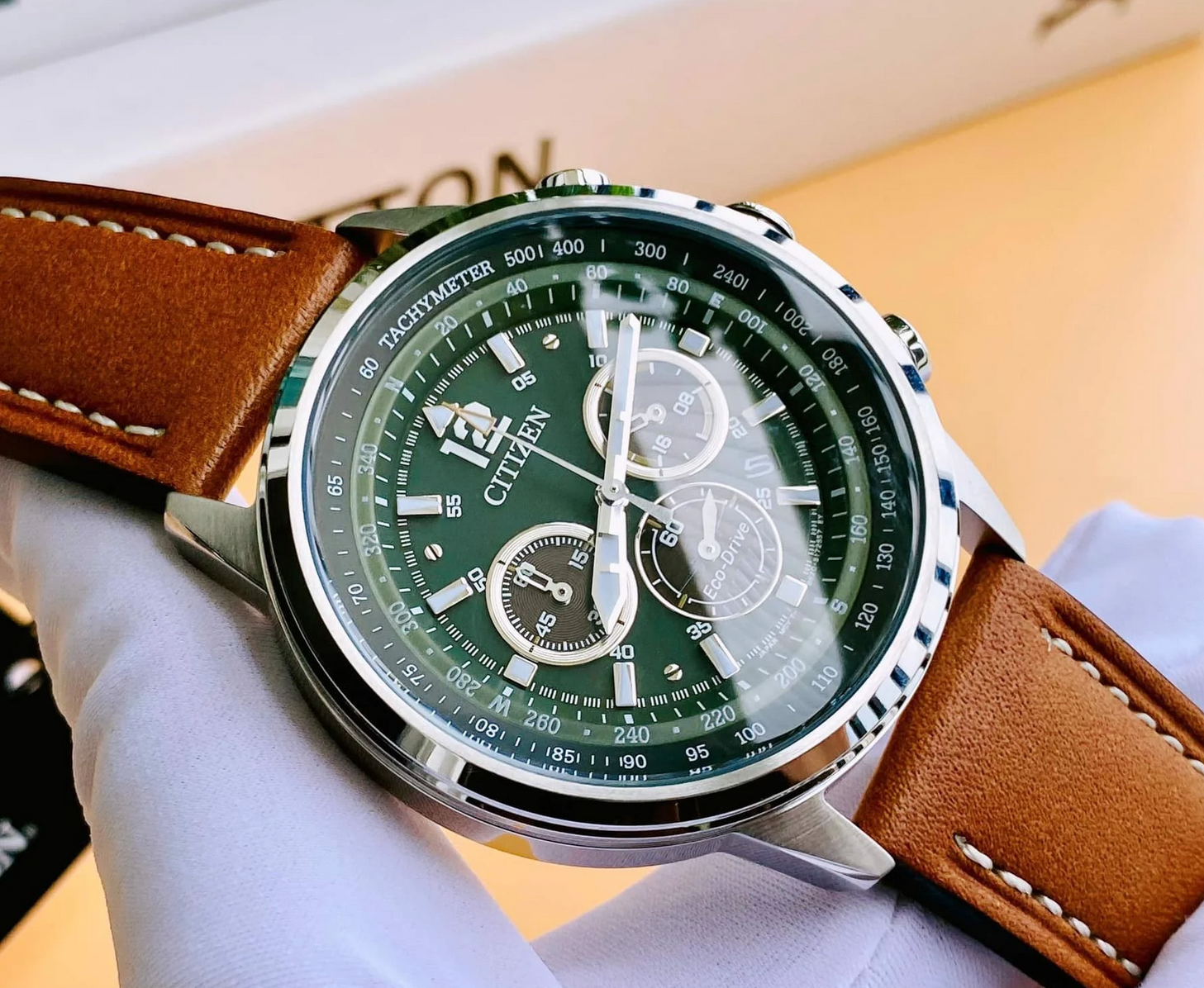 Citizen Eco-Drive CA4477-08X Avion Green Dial Chronograph Men's