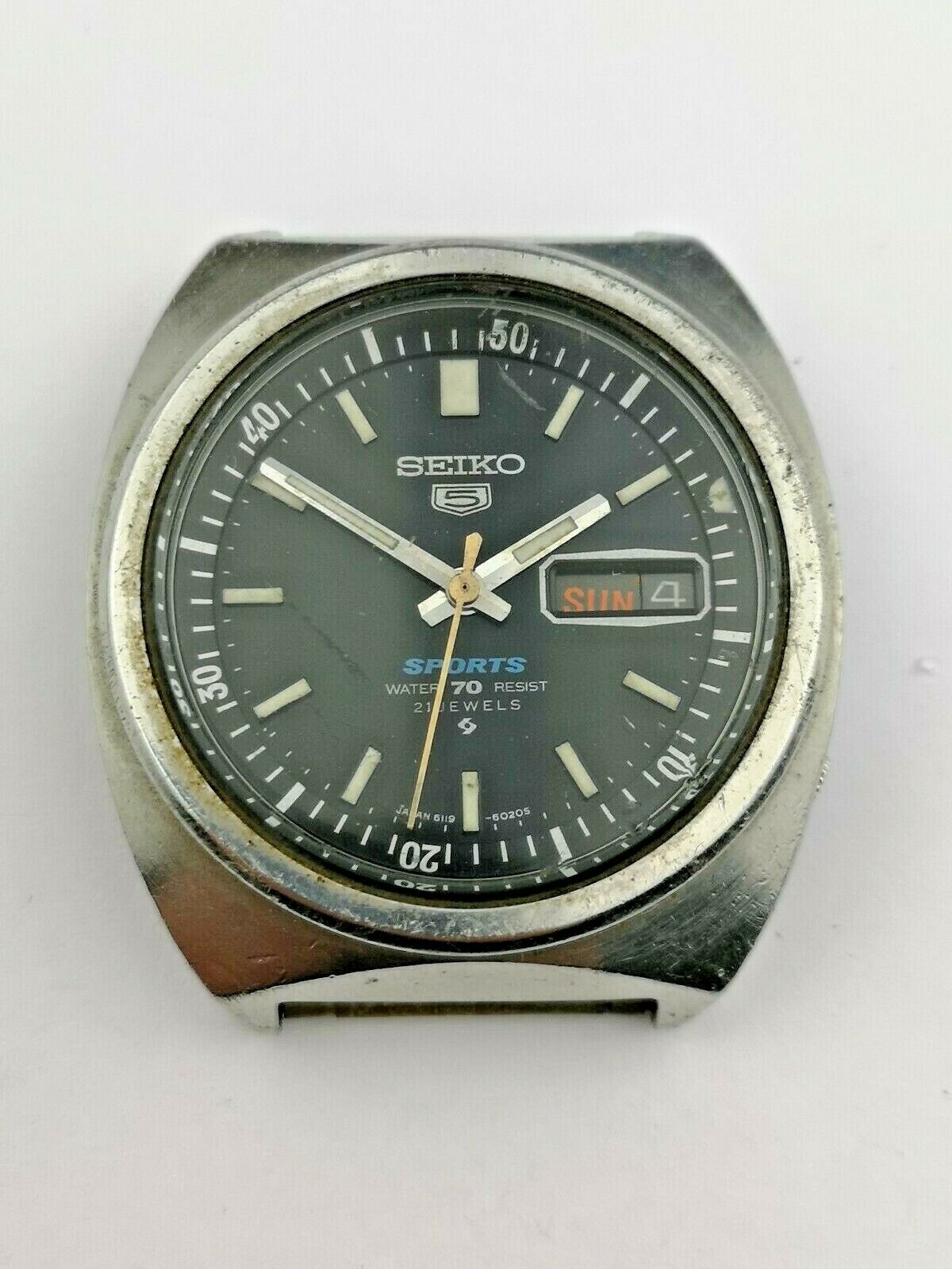 Vintage Seiko 5 Sports Automatic 6119 6023 Watch For Repair (B101 ...