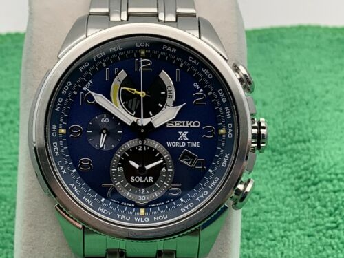 Seiko World Time Chronograph V195-0AD0 Solar Mens Watch | WatchCharts