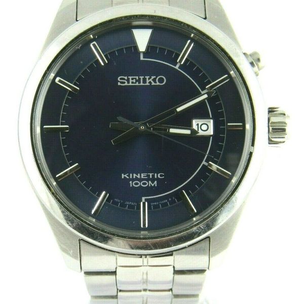 Seiko Kinetic Men's SKH192 5M82-0AB0 Blue Dial Stainless Steel Watch |  WatchCharts