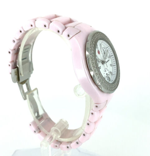 Michele Tahitian Diamond Pink Ceramic Chronograph Ladies Watch