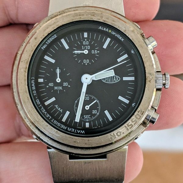 Seiko Alba Orvitax 希少 実動 Vintage '99 Alba Orvitax Seiko 1/10s Shrouded Chronograph JDM