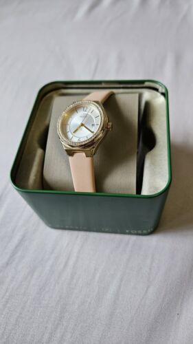 FOSSIL Eevie Three-Hand Date Pink Leather Watch BQ3804 NWT NIB