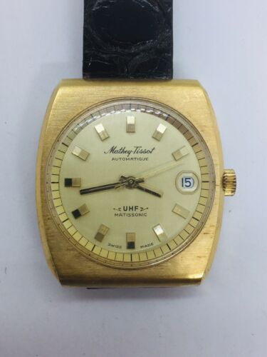 Mathey Tissot Vintage Gold Plated UHF Matissonic Automatic Men s