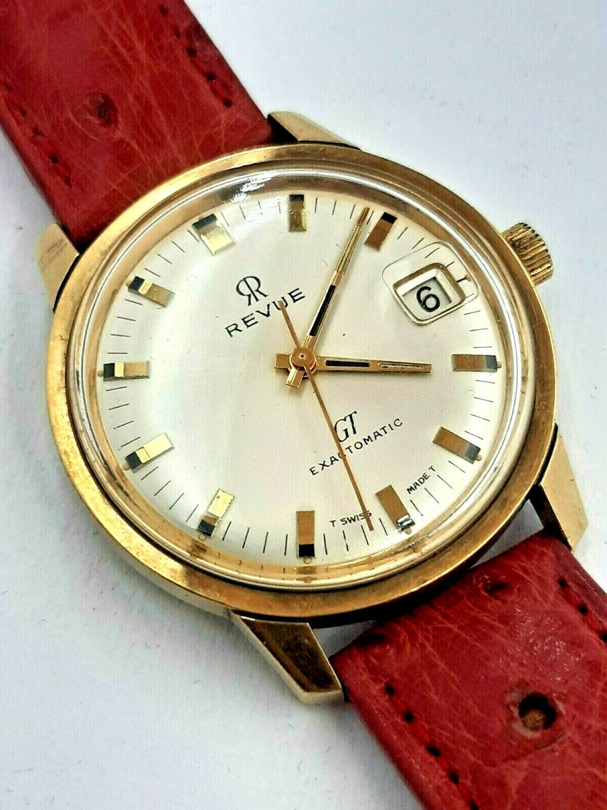 REVUE MSR T5619A GT EXACTOMATIC DATE GP VTG AUTOMATIC RARE SWISS