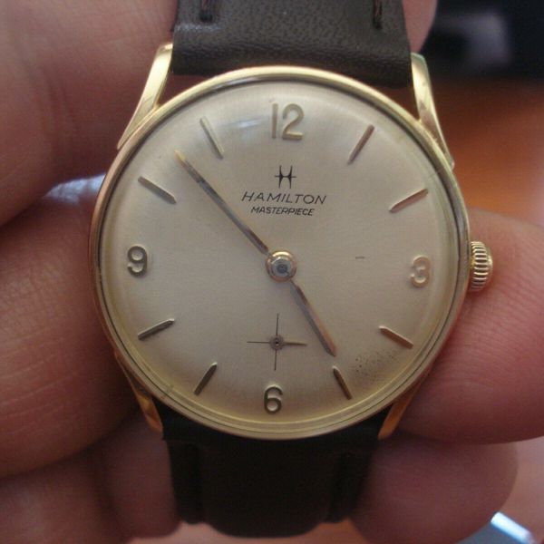 VINTAGE 1964 HAMILTON MEN'S MASTERPIECE 14KT SOLID GOLD MECHANICAL