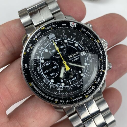 Seiko Flightmaster SNA411 Men's Pilots Chronograph Alarm Watch ...