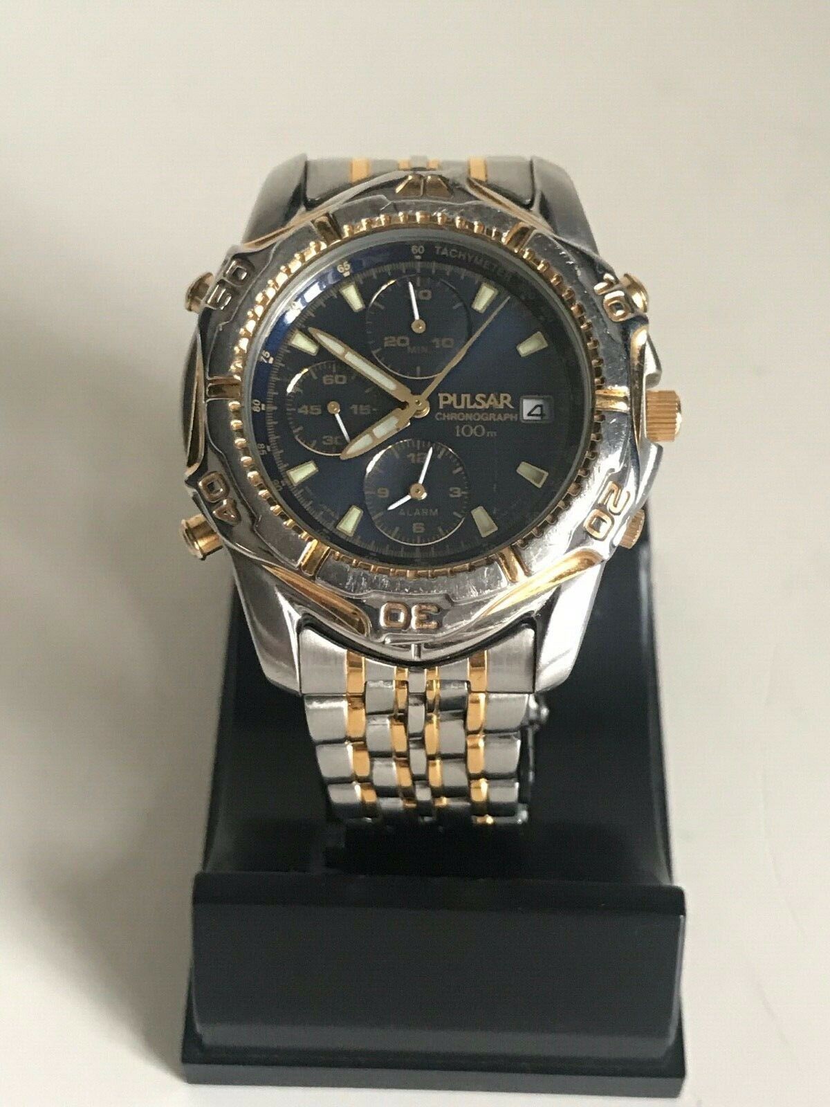 Pulsar By Seiko Chronograph 100Mm Y182-6B20 Men Watch Working