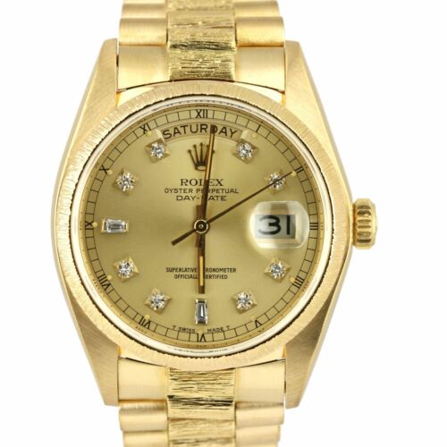 1981 Rolex Day Date President 18038 Diamond Bark 36mm 18K Yellow