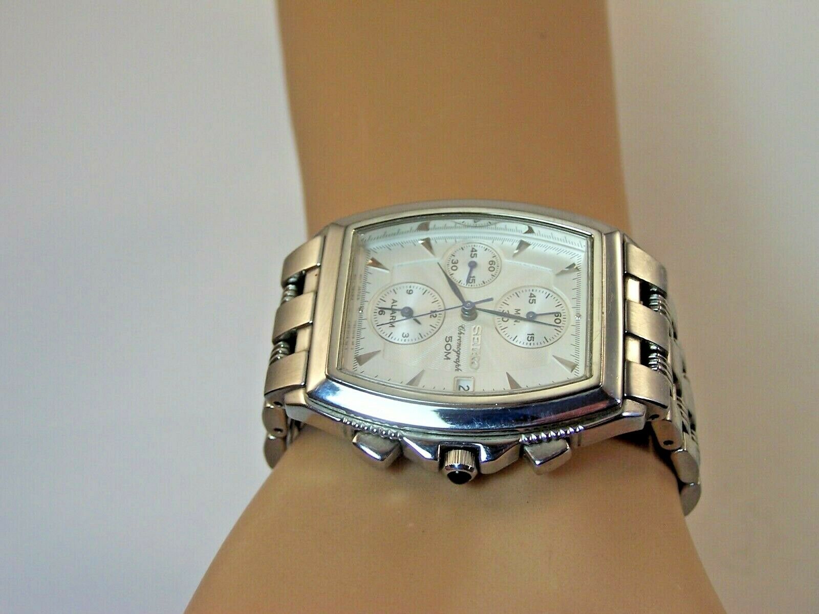 Men's Seiko Chronograph 7T62-0MF0 50M Sapphire Crystal Watch WatchCharts