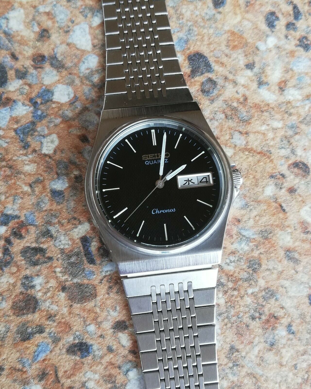 Vintage Seiko Chronos Quartz 8123 7090 OCTOBER 1985 JDM Kanji