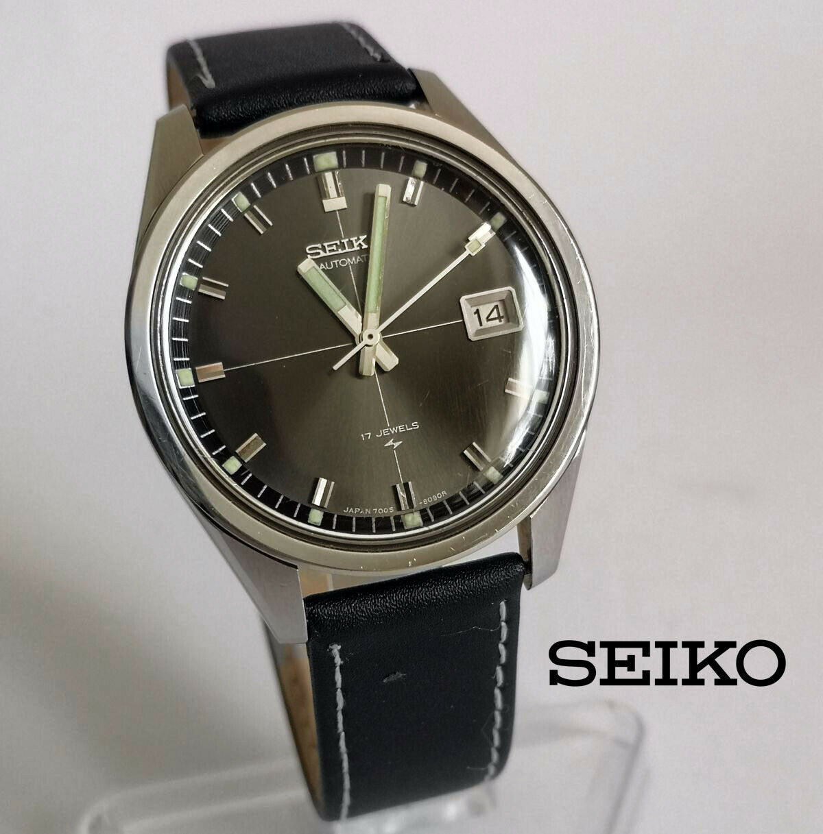 Vintage 1974 Seiko 7005-8062 men's mechanical automatic watch date graphite  dial | WatchCharts