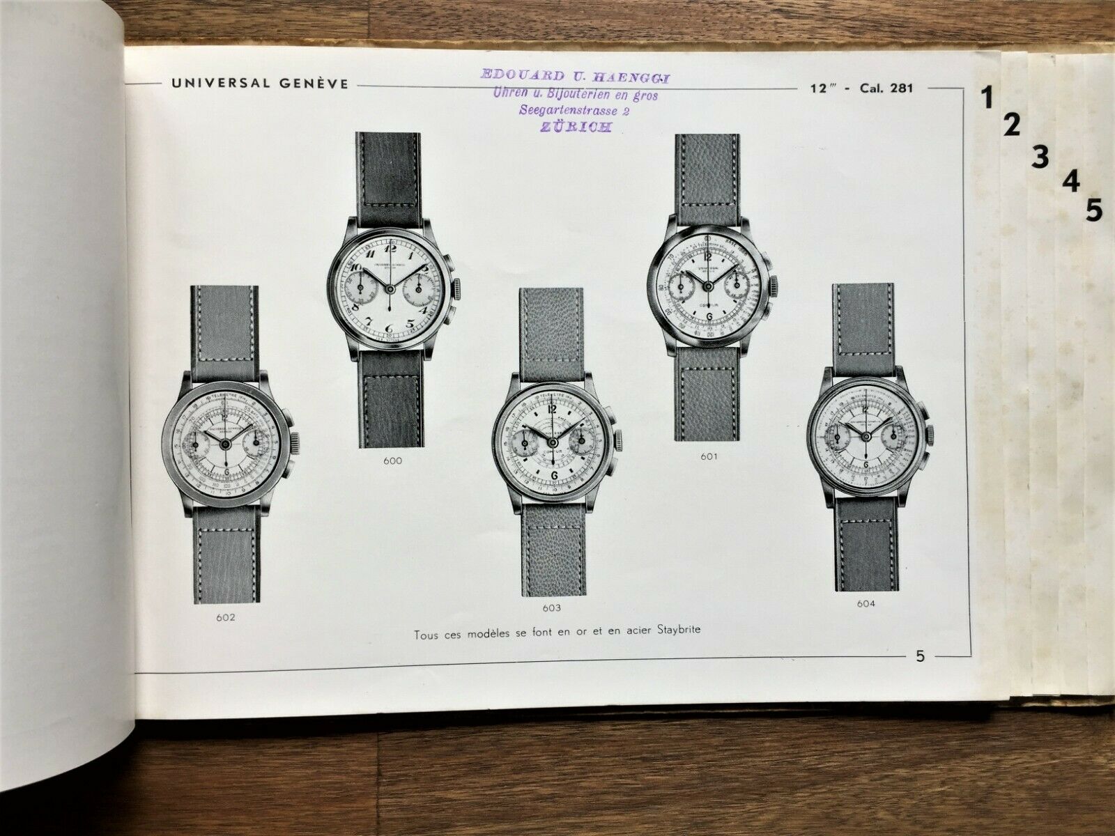 UNIVERSAL GENEVE rare 1930s chronograph watch catalogue brochure