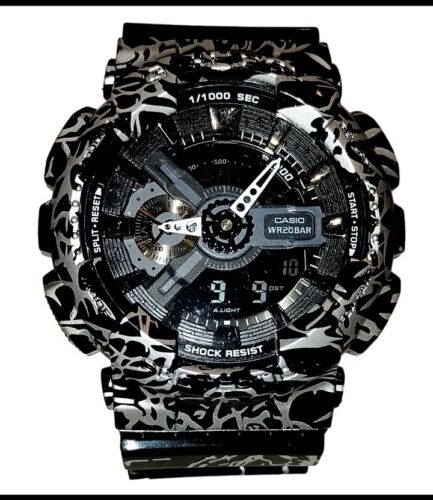 Casio G SHOCK 5146 Men s XLARGE GA 110SL Black White TATTOO Design Watch NEW WatchCharts Marketplace