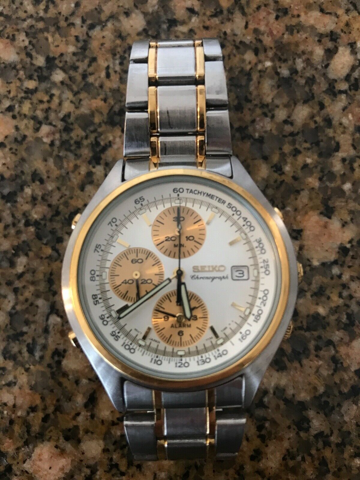 Seiko 7t32 7c80 Chronograph Alarm Vintage Circa 1990