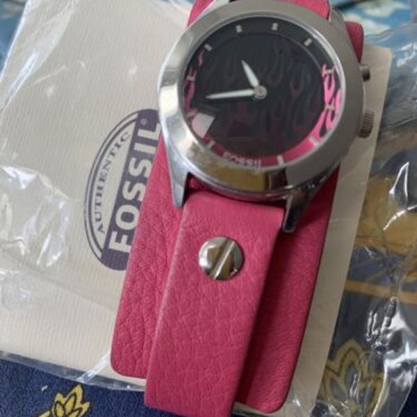 時計 FOSSIL BIG TIC analog watch pink FOSSIL Big Tic Watch, Pink Face Steel Strap, JR-7877 Rare