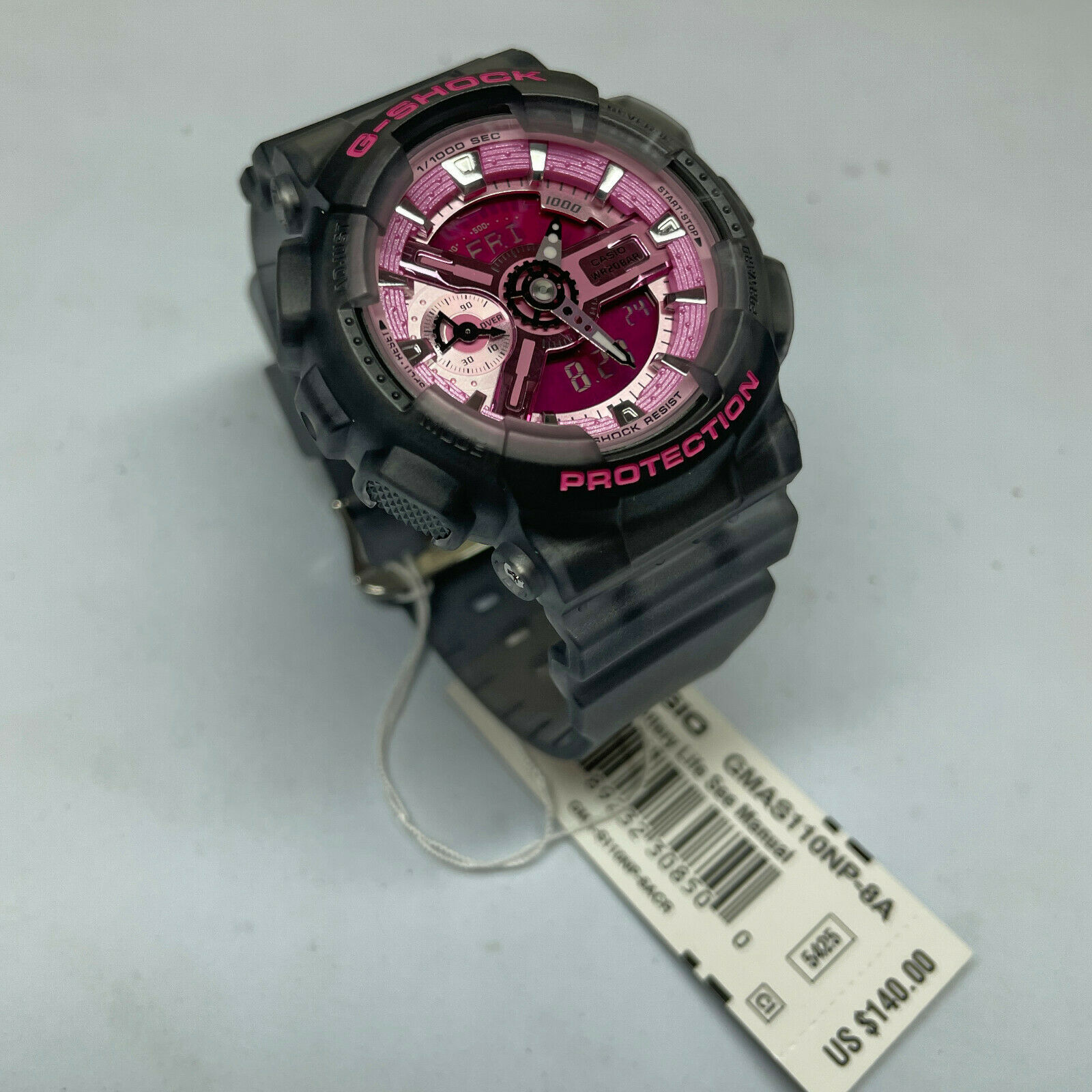 Casio G-Shock GMAS110NP-8A Pink Rose Clear Grey Neon Punk Womens