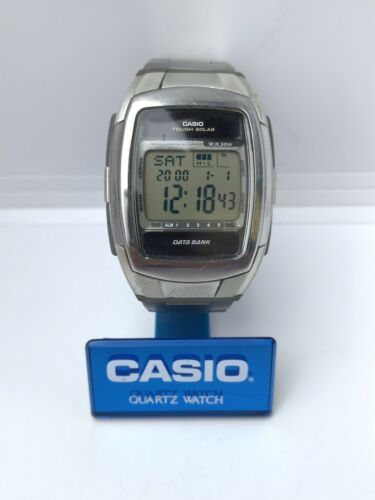 Vintage Casio DB-E30 Databank/ Solar Men's Wristwatch/digital Gray Dial  Very Good Condition/ World Time Telememo/ 2568 Modüle/ 