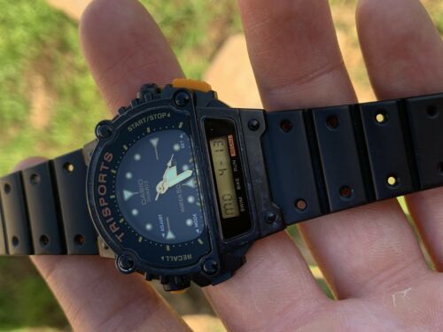 在庫処分 半額 Vintage CASIO TRISPORTS Triathlon SPORT Watch TRI-10W 90s 時計
