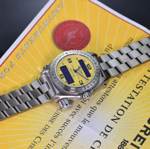 BREITLING EMERGENCY SUPERQUARTZ TITANIUM 43MM RARE YELLOW DIAL MENS WATCH E66128 WatchCharts Marketplace