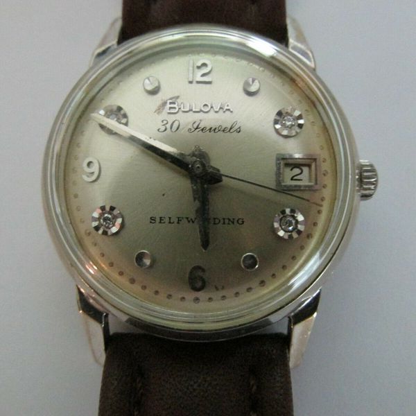 Mens Vintage BULOVA Watch 30 Jewels Self Winding 10KGF With Diamonds