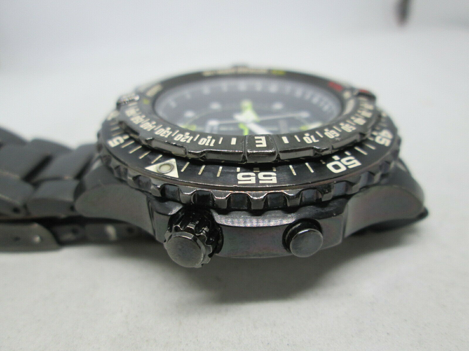 RARE SEIKO KINETIC 100M 5M62-0CA0 DATE BLACK STEEL AUTOQUARTZ MENS