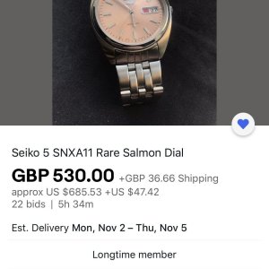 FS: Rare Seiko SNXA11 Salmon dial Sarb037 Baby brother - Two on sale |  WatchCharts
