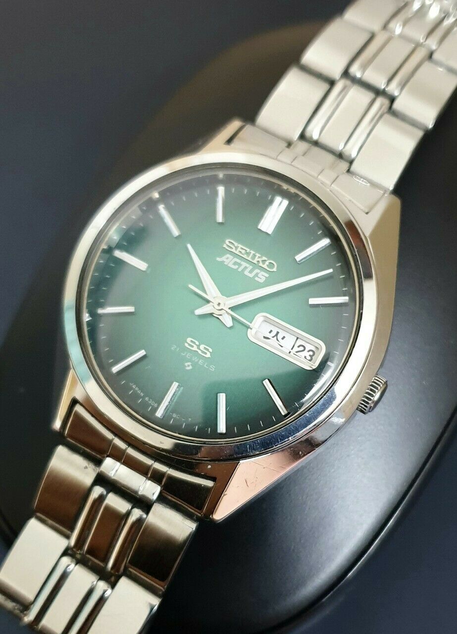 Seiko Actus SS 6306-8020 Green Dial Kanji Auto VTG Aug 1976