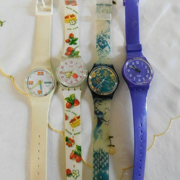 Vintage Swatch Watch Lot of 4 Swiss Made Need Batteries of Repair